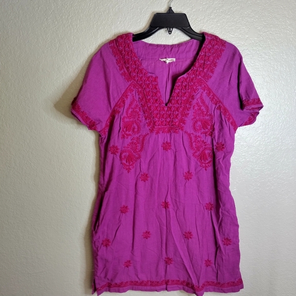 Roller Rabbit Faith Embroidered Dress Pink Purple Sz L - Picture 2 of 10